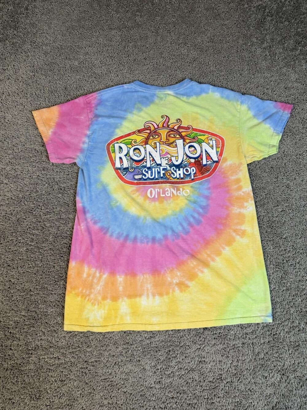 Ron Jon Surf Shop Shirt Mens S Multicolor Tie Dye Orlando Graphic Crew Neck